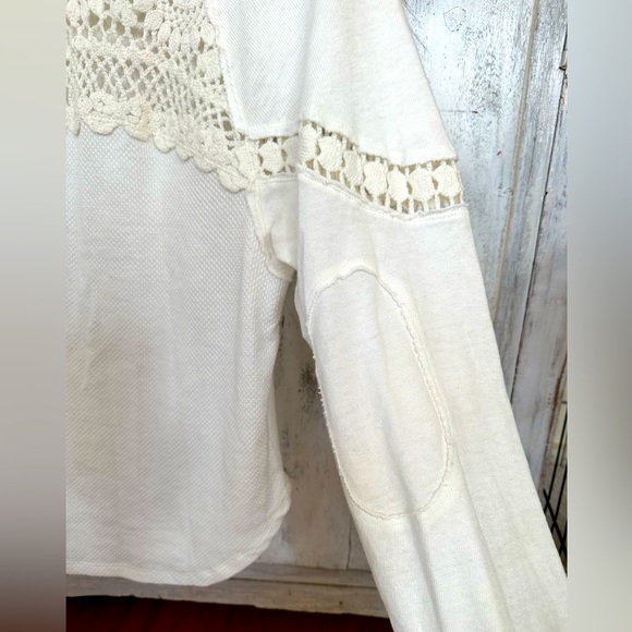 Free People We the Free, Long Sleeve, White Thermal Lace top, NWOT, Small - Picture 3 of 6